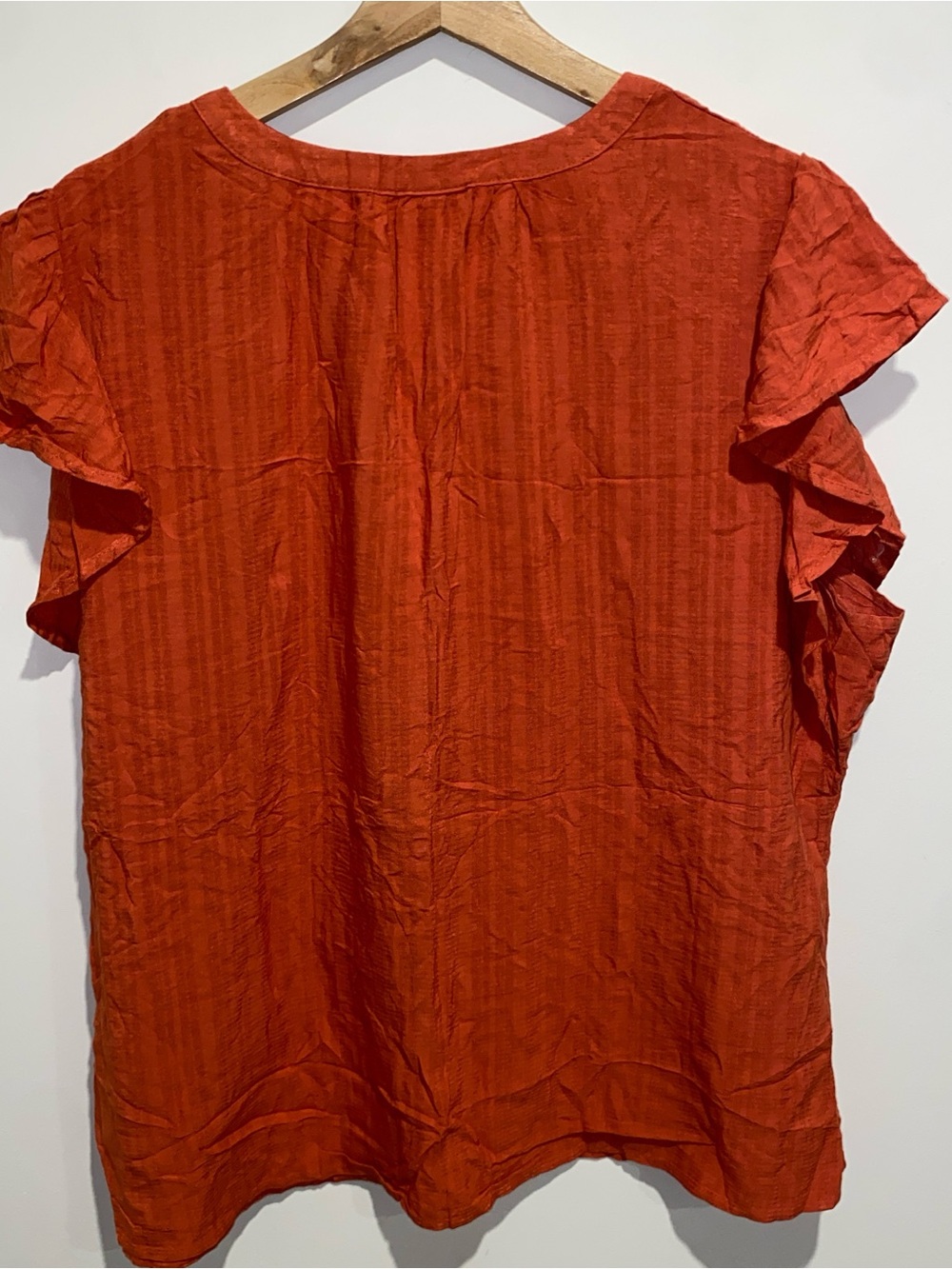 Knox Rose Rust Orange Short Sleeve Button Front Blouse - Picture 2 of 4